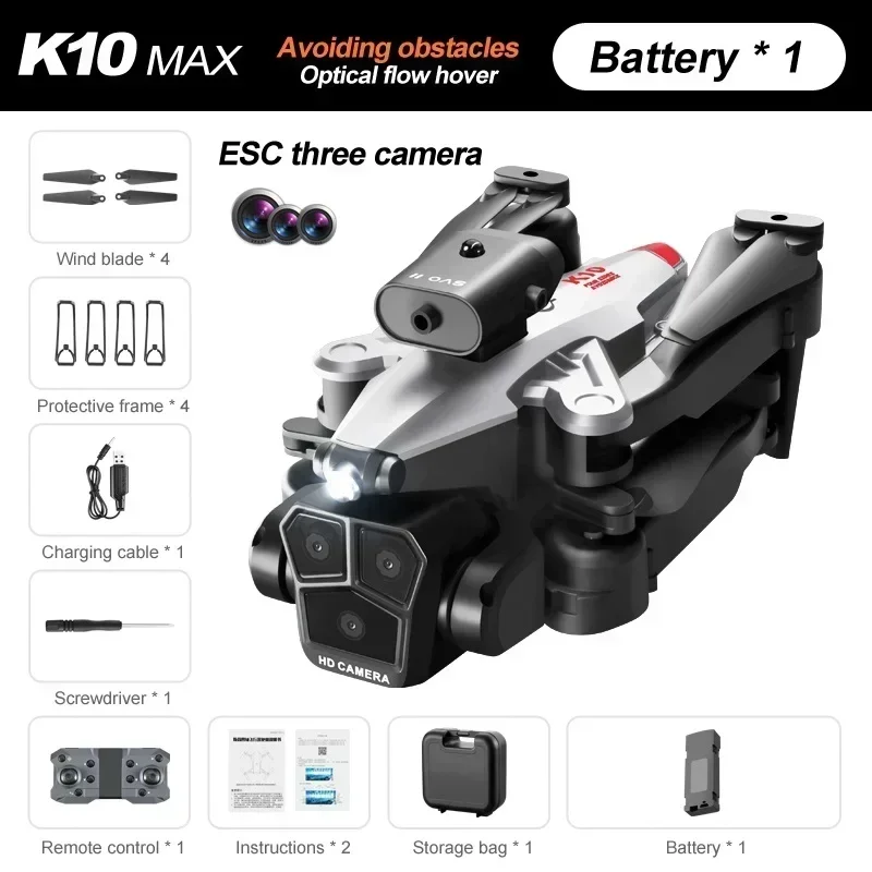 K11 MAX Drone 8K HD Foldable FPV ESC RC Tripple Camera Optical Flow Positioning Brushless Lauching Water Bombs