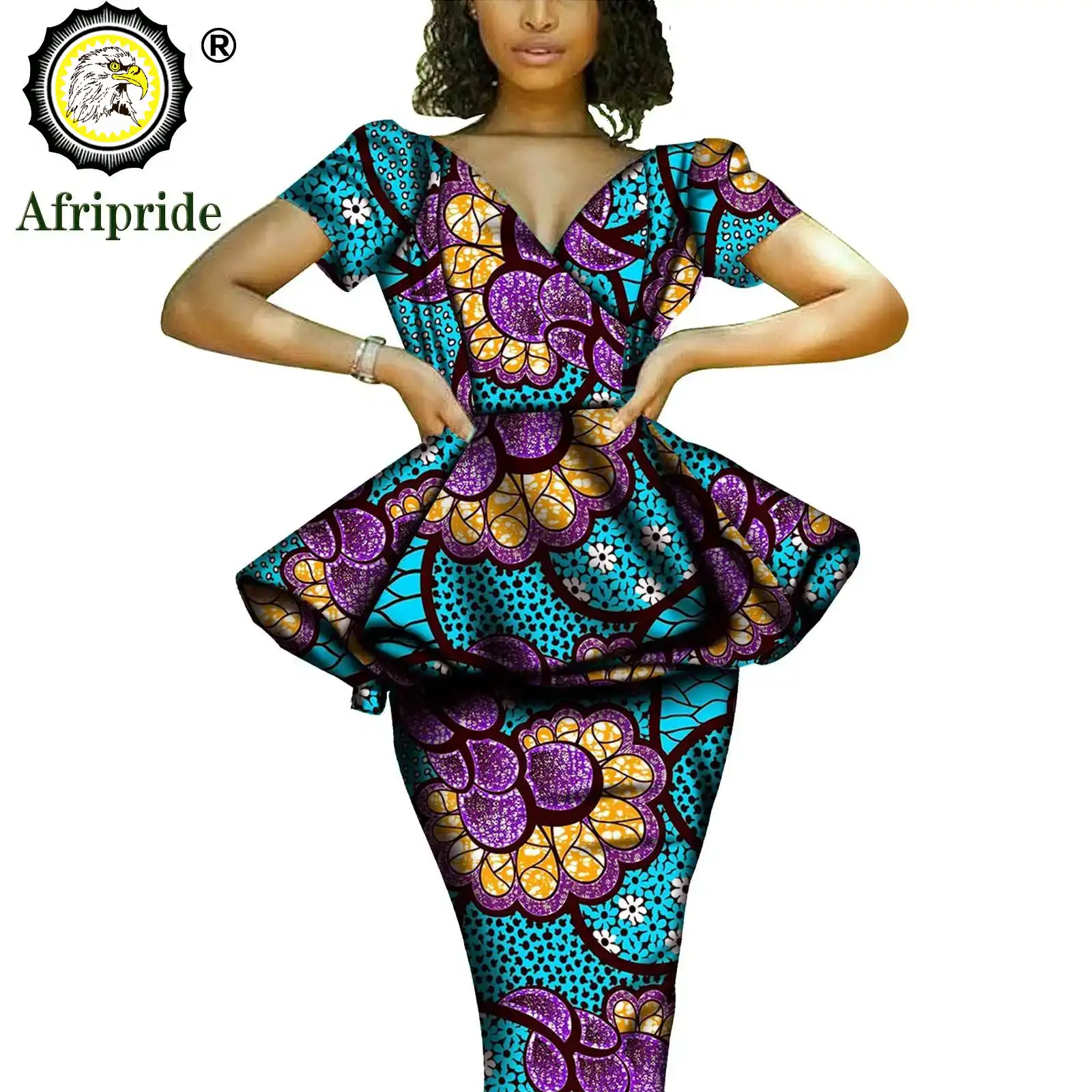 African 2 Piece Set for Women Dashiki Tops Print Skrit  Ankara Clothing Wax Attire Blouse Shirt AFRIPRIDE S1926004