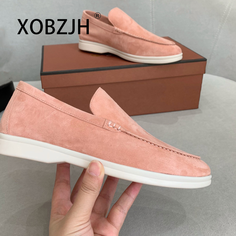 No Logo-Luxury Designer Suede Leather Men's Loafers Spring and Autumn Casual Soft Sole High Quality Cashmere Trends Flat Shoes