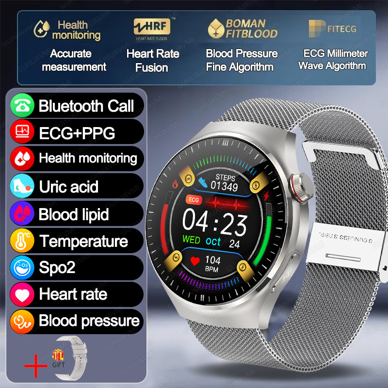 2025 New GT5 Pro Micro examination Health SmartWatch Sapphire AMOLED Screen ECG+PPG Blood fat Uric acid Organ monitor smartwatch
