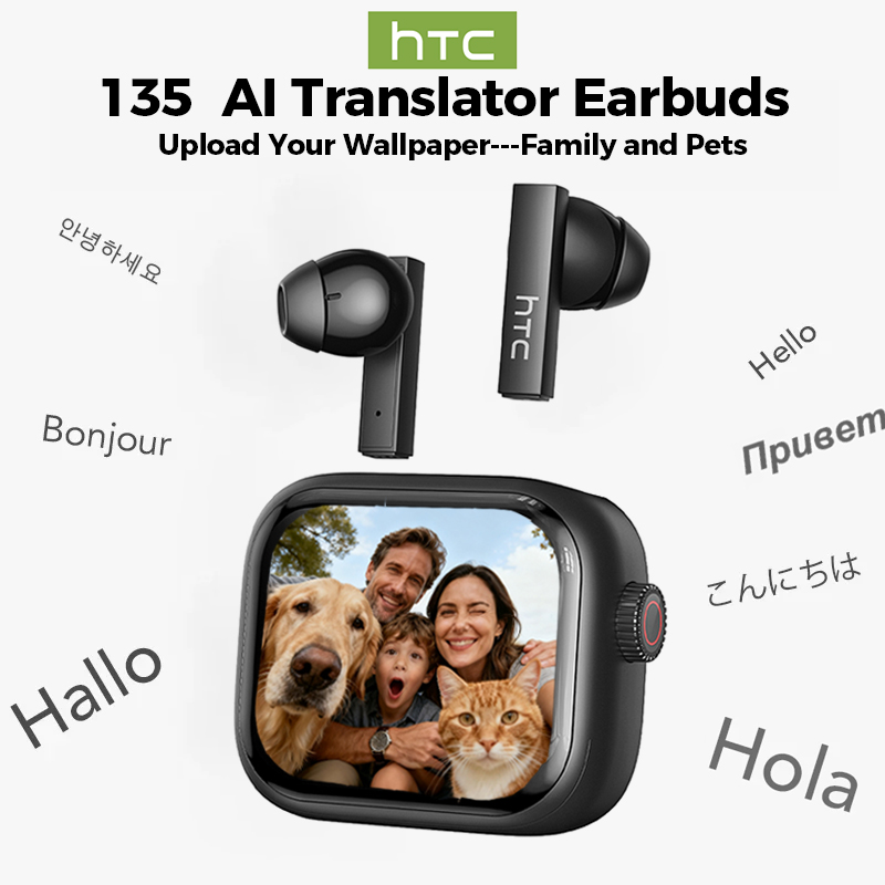 【Custom Wallpaper】HTC NE40 Earphones Bluetooth V6 TWS Sports AI Translator Earbud Noise Reduction Wireless Headphones With Mic