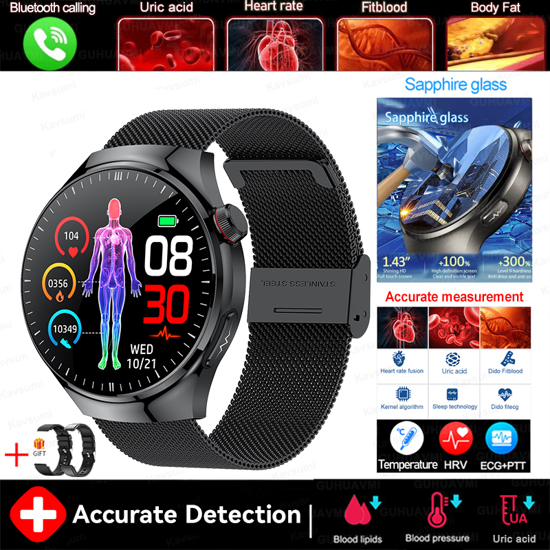 2025 New For XIAOMI Accurate Blood Lipid Uric Acid Smart Watch Men Women ECG+PPG Blood pressure Bluetooth call Health Smartwatch