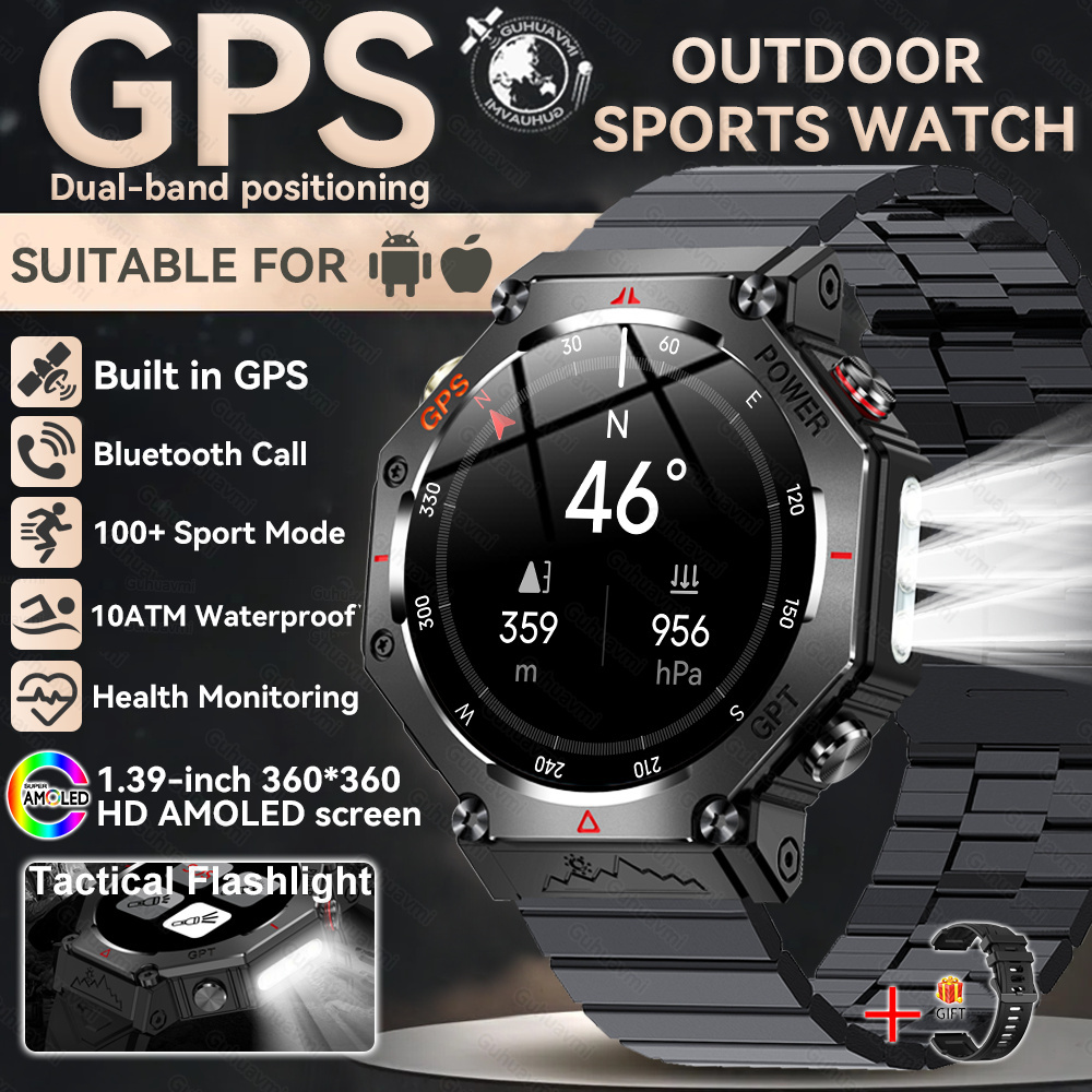 2025 NEW T-Rex 3  Outdoor Military Smart Watch 10ATM Waterproof Bulit-in GPS Compass Altimeter Barometric HD Call Smartwatch Men