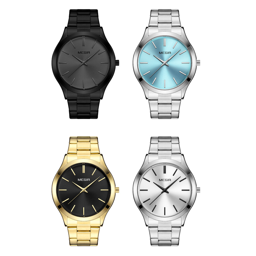 MEGIR Luxury Simple Quartz Men's Watch Business Stainless Steel Bracelet Luminous Watches Man High-Quality Clock reloj hombre