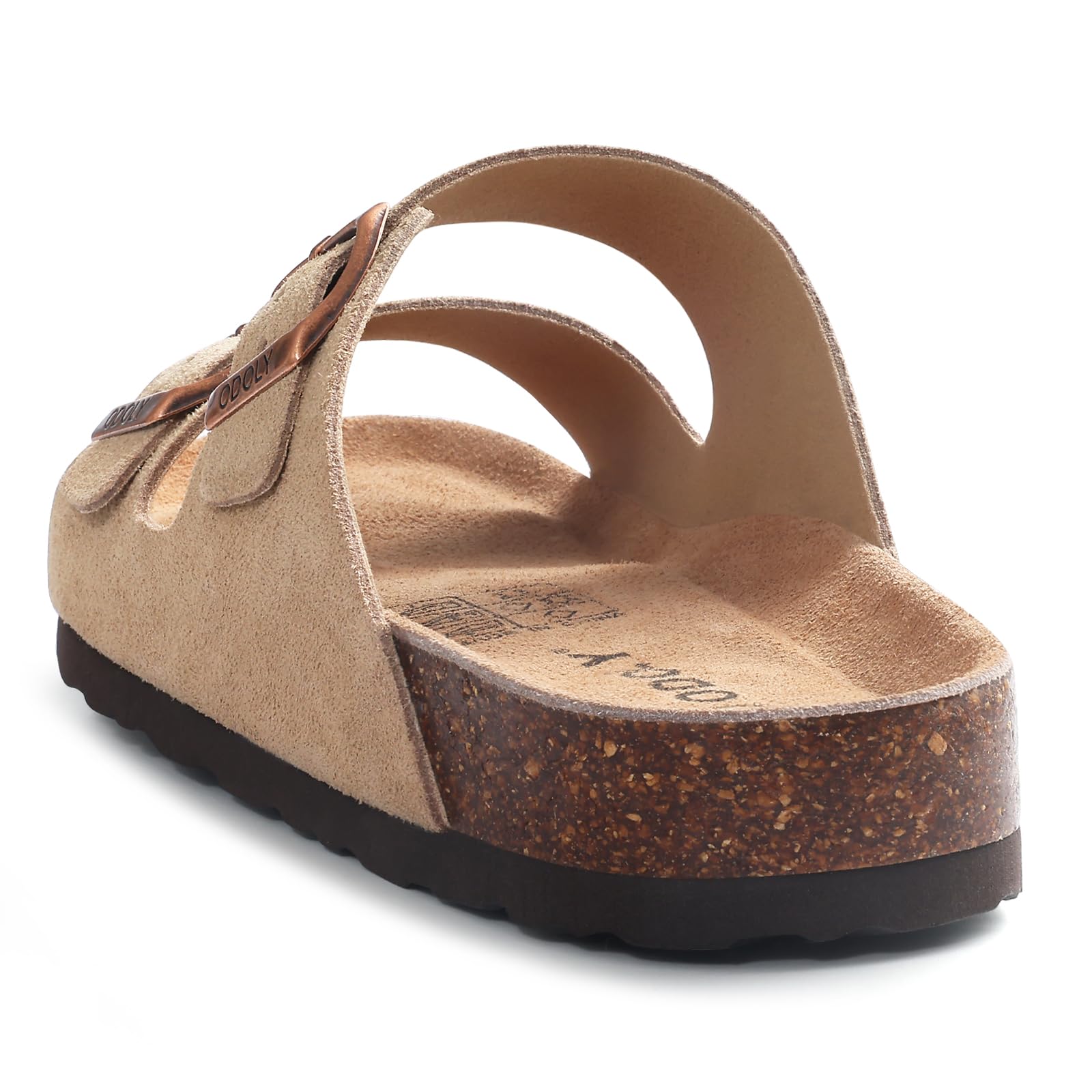 Eyriphy Summer Fashion Flat Slide with Arch Support Unisex Cork Sole Sandals Men and Women's Double Buckle PVC Material Slippers