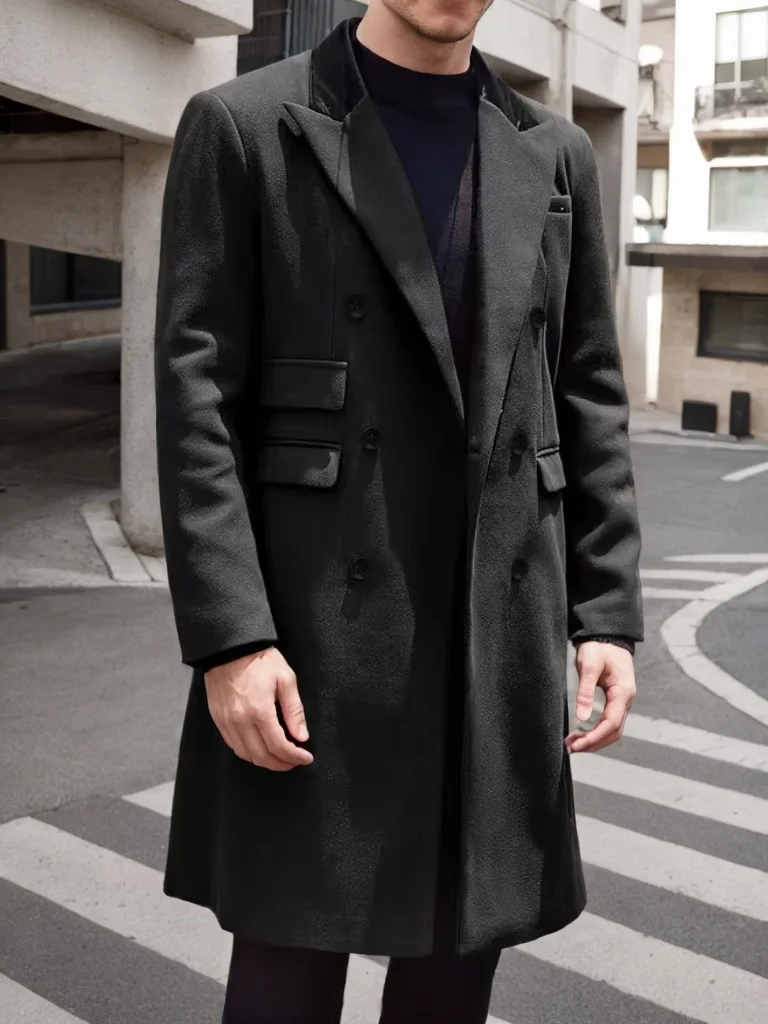 Fashion High Quality Customized Tuxedo Suit for Men Peak Lapel Trench Coat Double Breasted Winter Jacket for Banquet Business