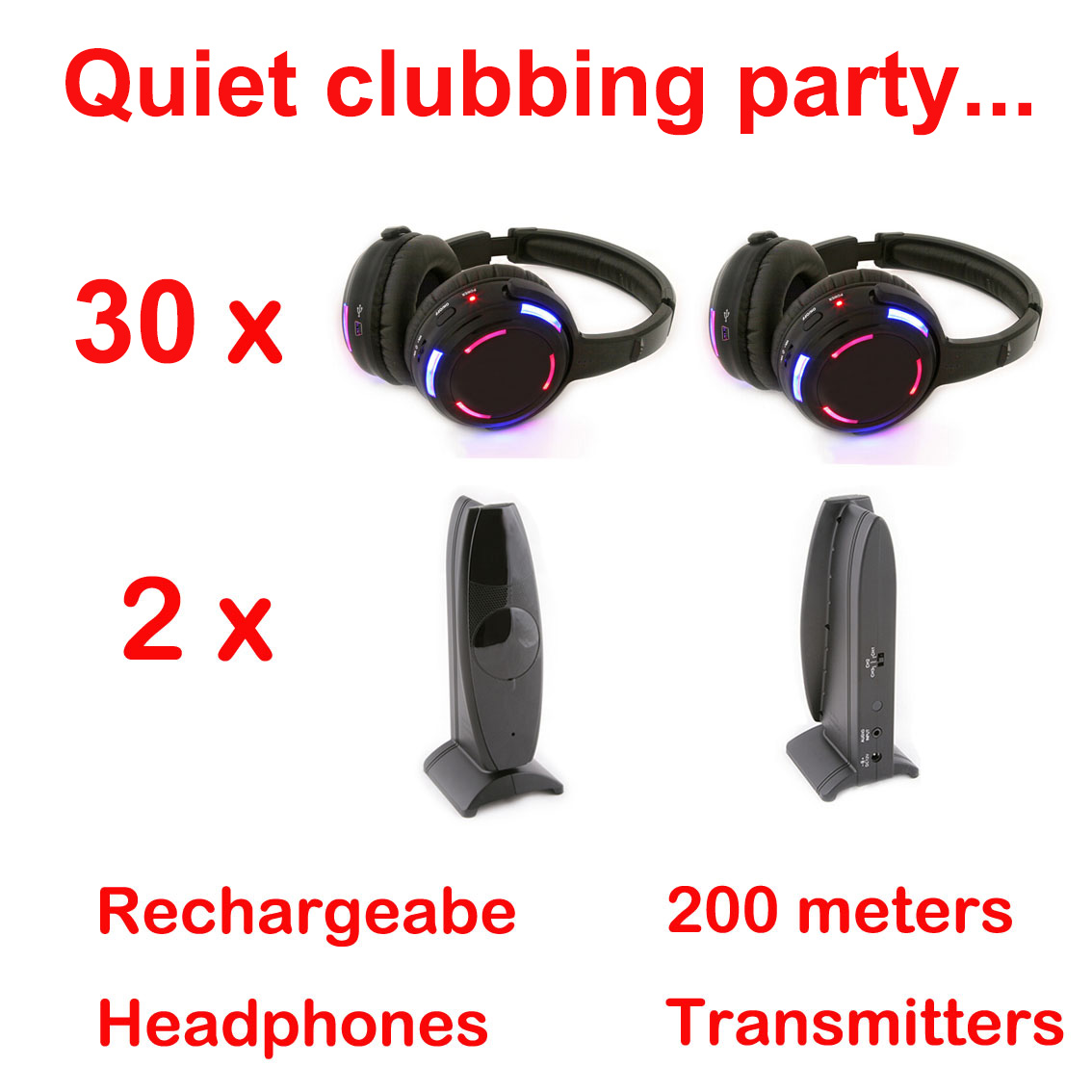 Silent Disco Led Wireless Headphones for Party Several Bundles for Choice