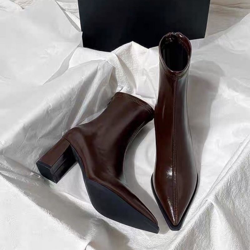 Chelsea Ankle Boots Basic High Heels Boots 2025 Women Fashion Pointed Toe Shoes Women Band Non-slip Comfortable Boots 222