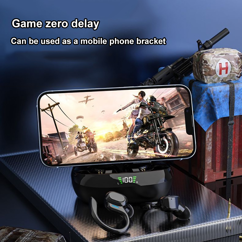 Open-Ear Earphones Ear Hook TWS Wireless Headsets Bluetooth Headphones HiFi Stereo Noise Reduction LED Display Sports Earbuds