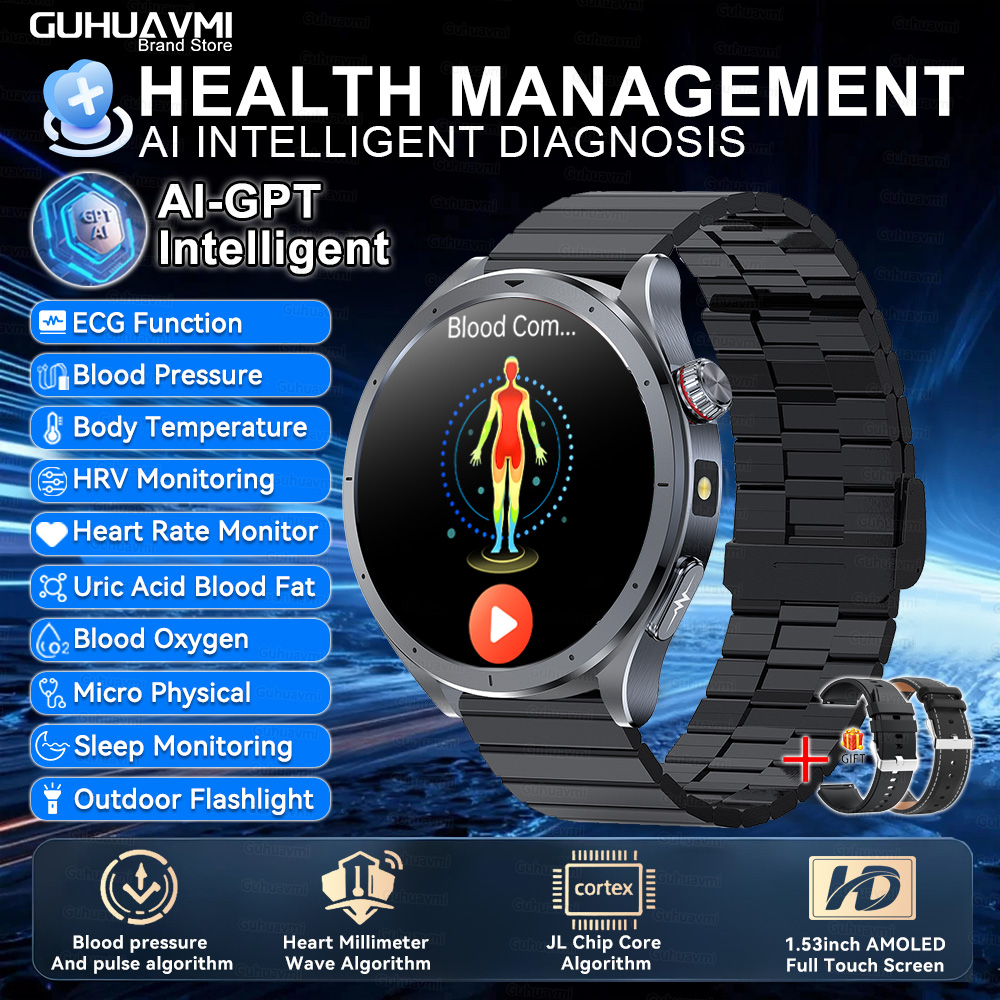 2025 New AI Health Care Accurate detection ECG+PPG SmartWatch Blood Pressure lipids Uric Acid Analysis ChatGPT Health Smartwatch