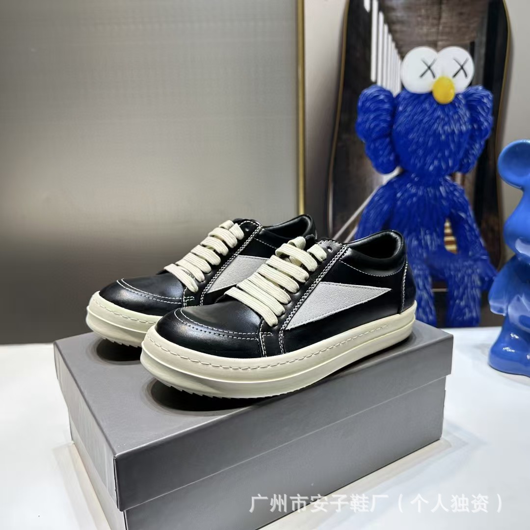 Rric High Quality Female Shoes Casual Sports Trend Thick Sole Couple Canvas Shoes Lace Up Black and White Board Shoes for Women