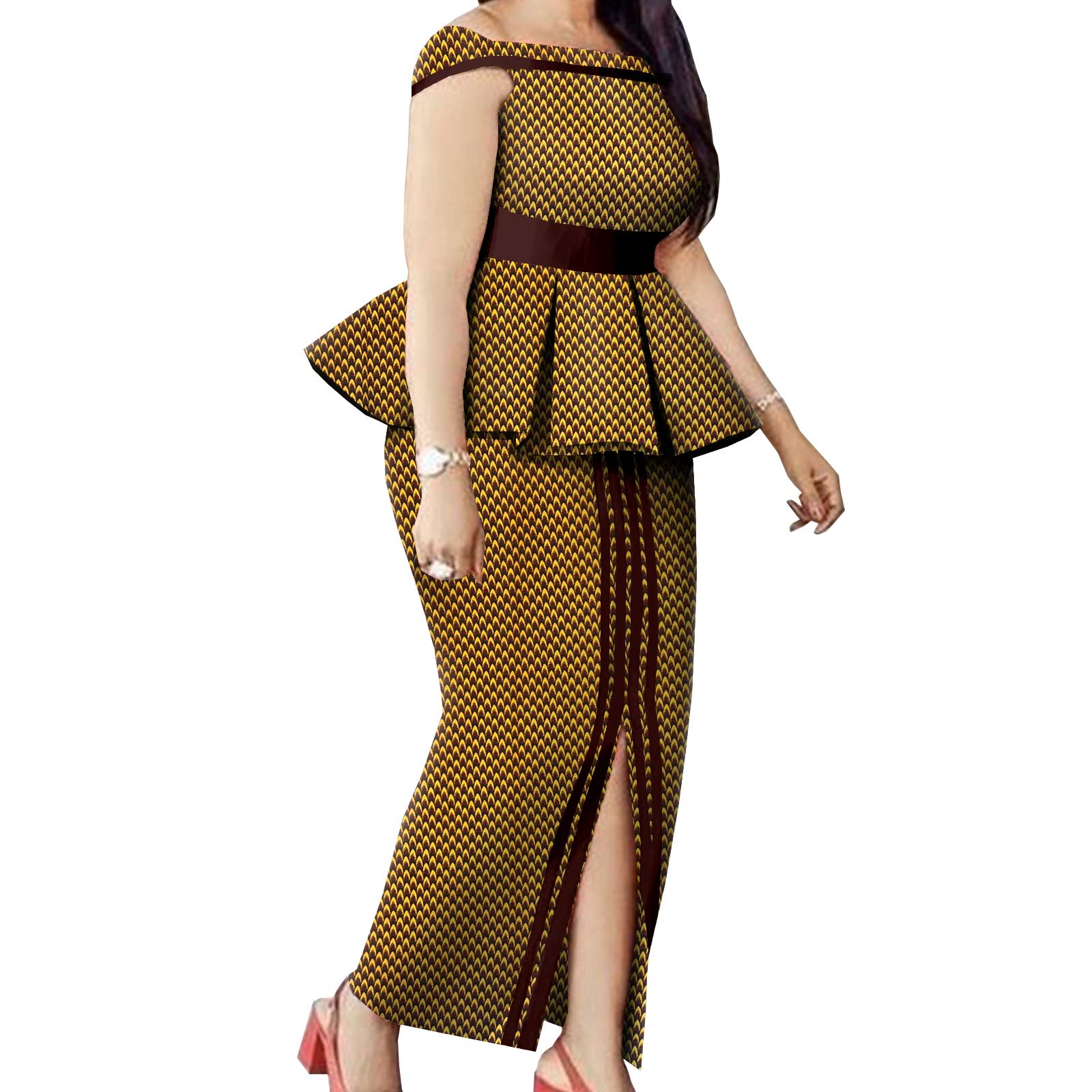 Matching Couple Outfits Men Shirts and Pants Sets Dashiki African Dresses for Women Top and Split Skirts for Wedding Y23C006