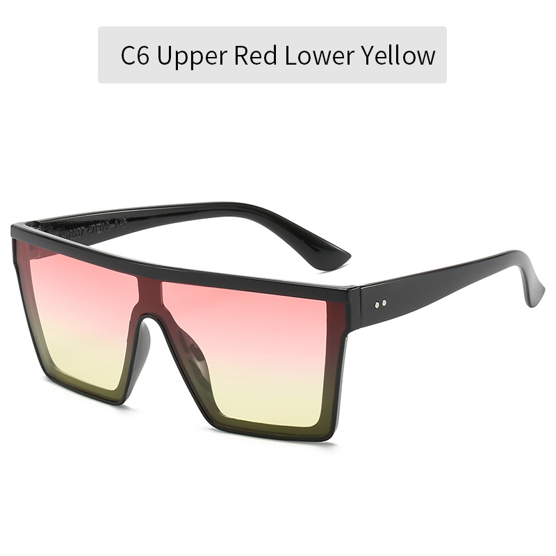 2023 Vintage Male Flat Top Sunglasses Men Brand Black Square Shades UV400 Gradient Sun Glasses For Women Cool One Piece Designer