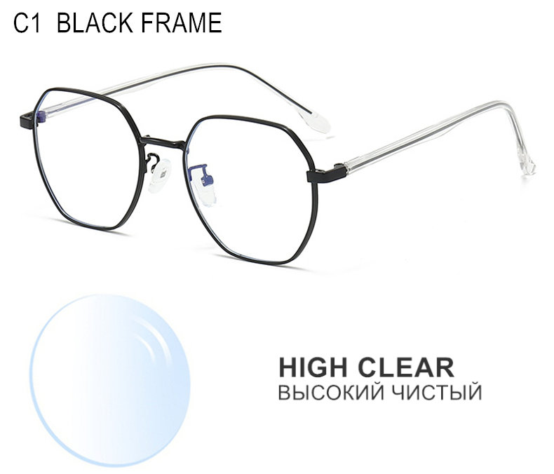 Prescription Custom Myopia Glasses Sphere -0.5 To -10 Men Women Upscale Alloy Polygonal Frame Nearsighted Spectacles F060