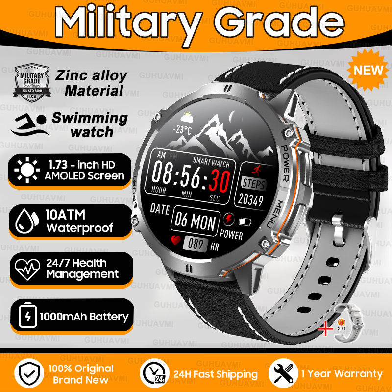 2025 New T-Rex3 1000mAh Battery Sports SmartWatch 1.73" AMOLED Screen 10ATM Waterproof Compass Altimeter Military Smartwatch Men