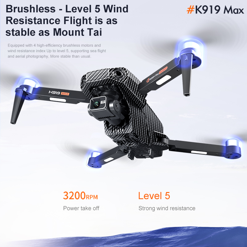 K919 Max Drone GPS 4K Professional HD Dual Cameras 3-Axis Gimbal 5G WIFI Brushless Obstacle Avoidance Foldable Quadcopter Toys
