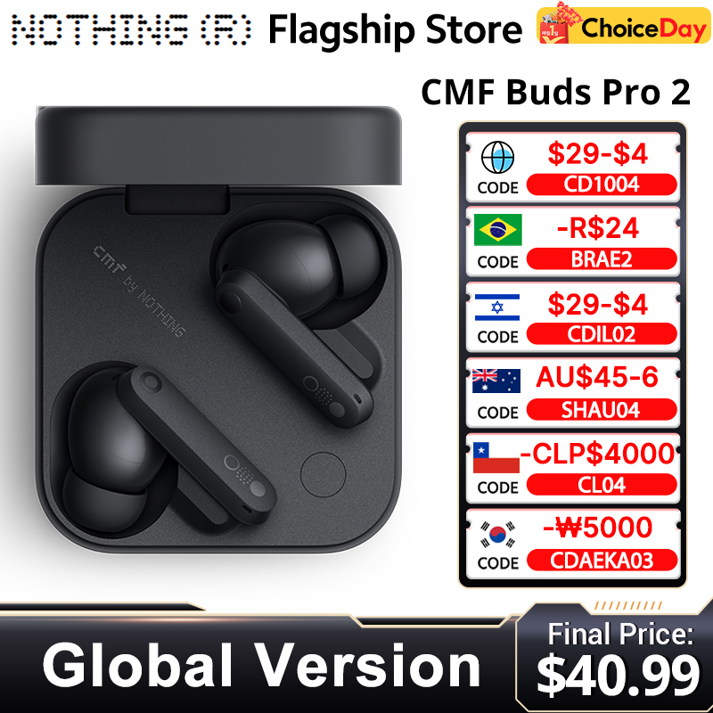 Global Version Cmf By Nothing Buds Pro 2 Earphone Bluetooth 5.3 with 50 dB Hybrid Active Noise Cancellation 6 HD MICS IP55