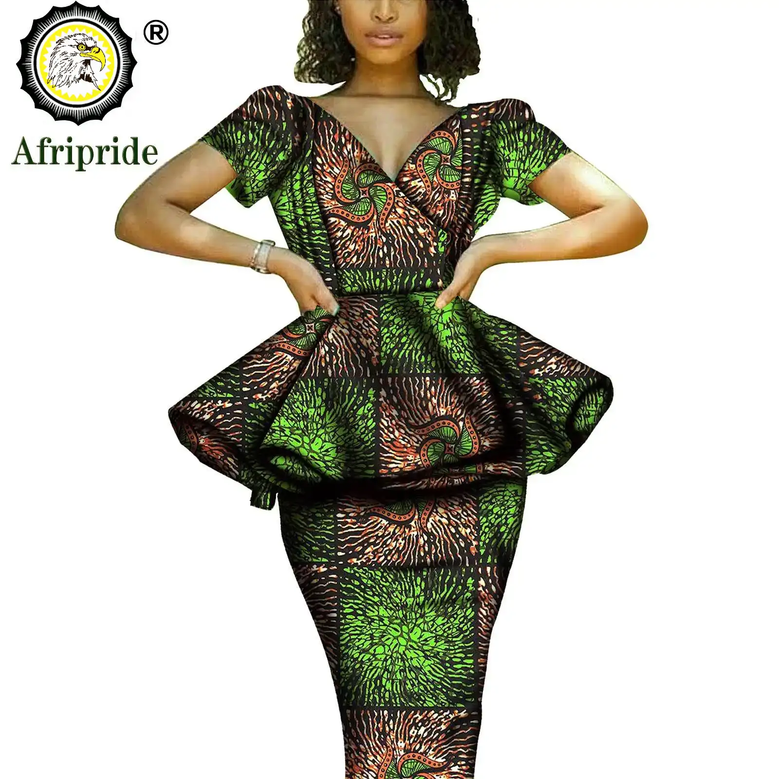 African 2 Piece Set for Women Dashiki Tops Print Skrit  Ankara Clothing Wax Attire Blouse Shirt AFRIPRIDE S1926004