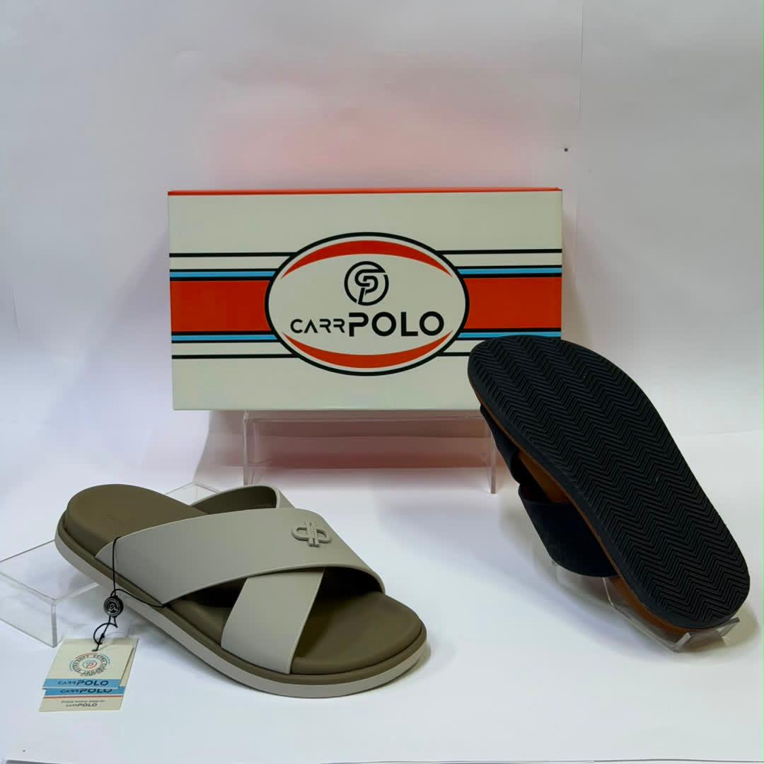 CarrPolo White & Brown Cross-Strap Sandals