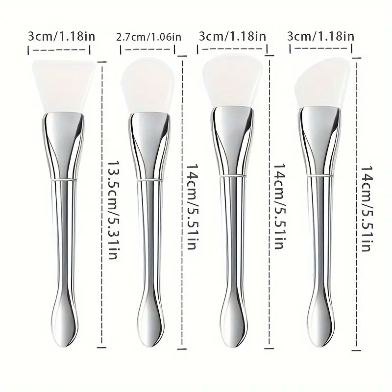 1/4 PCS Silicone Facial Mask Brush Soft Head with Scraper Integrated Dual-use Mud Film Brush DIY Film Adjusting Beauty Tools