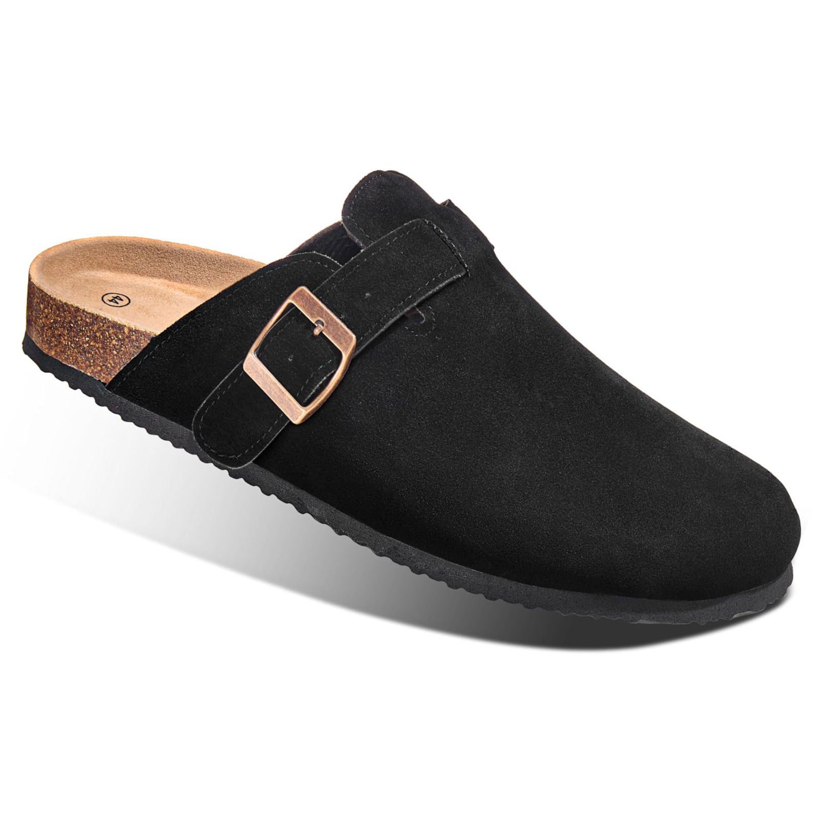 Evshine Men's Cork Footbed Clogs with Arch Support Fashion Cow Suede Mules Women Leather Cork Slippers Unisex Retro Potato Shoes