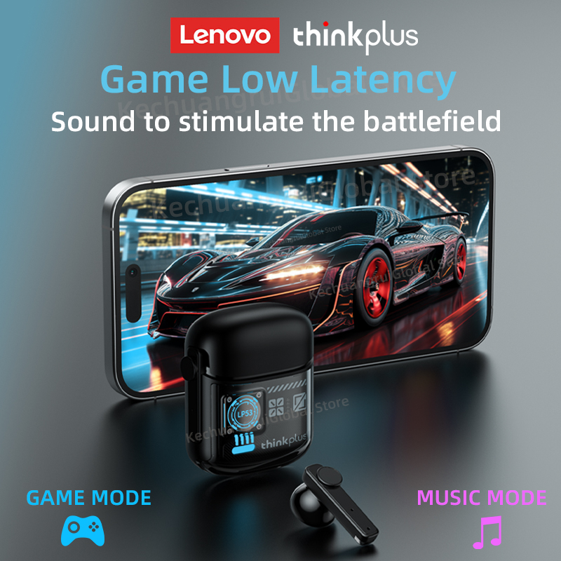 Lenovo LP53 Wireless Bluetooth 5.4 Earphones Mechanical Design Gamer Headset TWS Noise Reduction Sports Earbuds Long Standby New