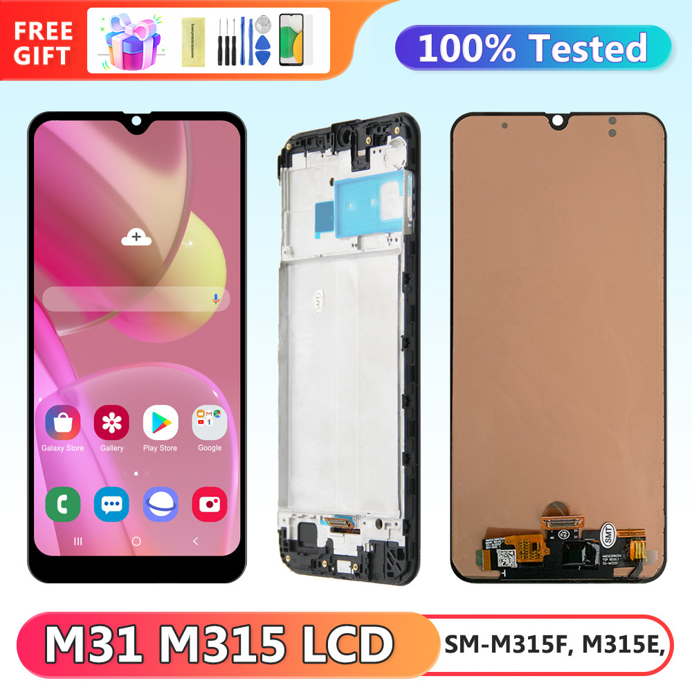 tft M31 Screen with Frame, for Samsung Galaxy M31 M315 M315F M315F/DS Lcd Dislay Digital Touch Screen with Frame Replacement