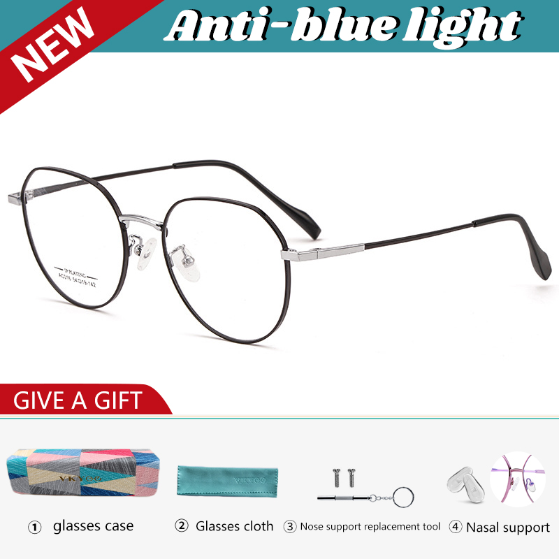 VICKY New Retro Geometric Ellipse Simple Design Women's Anti-Blue Light Reading Glasses Customizable Prescription AC016