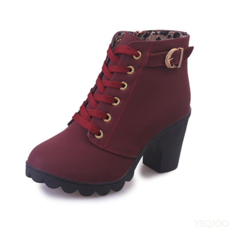 New Spring Winter Fashionable versatile Women Boots Lace-up Fashionable versatile Ladies Shoes comfortable High Heels Boots