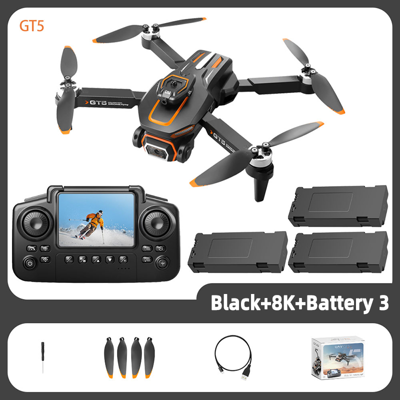 For Xiaomi GT5 RC Drone 4K Professional HD Camera WIFI FPV Dron 360° Obstacle Avoidance Brushless Large Screen Quadcopter Toys
