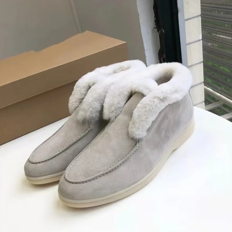 2022 Autumn/Winter Women's Thickened Warm Sheep Fur Lined Short Boots Snow Boots Casual Frosted Solid Color Snow Shoes