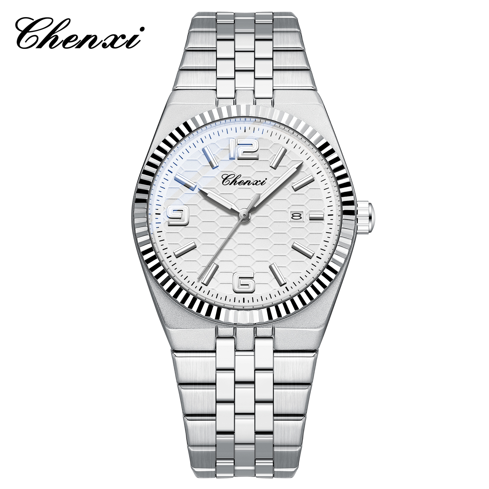 CHENXI High-End Watches For Man Luminous Fashion Minimalist Calendar Circular Dial Stainless Steel Strap Quartz Wristwatches