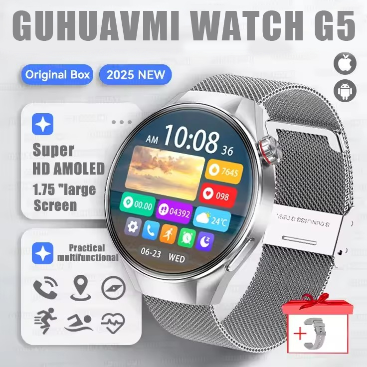 2025 New Originl Watch G5 PlUS Smart Watch 1.75" HD AMOLED Screen GPS track Heart Rate Bluetooth Call Compass Smartwatch for Men