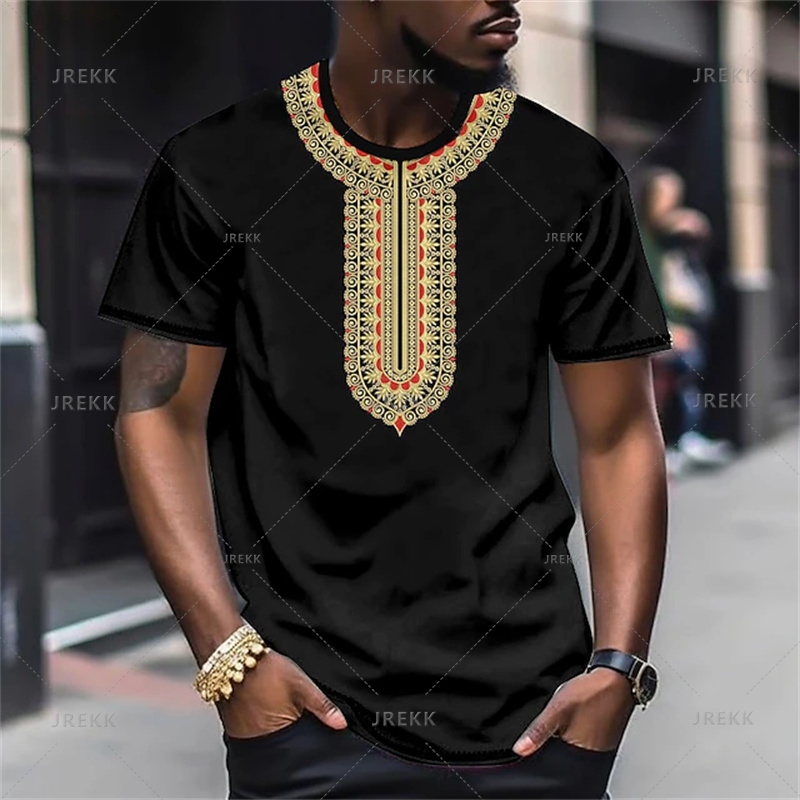 Harajuku 3D African Dashiki Tribal Print T Shirt Ethnic Patterns Graphic Tee Shirts Kid Fashion Short Sleeves Cool Mens Clothing