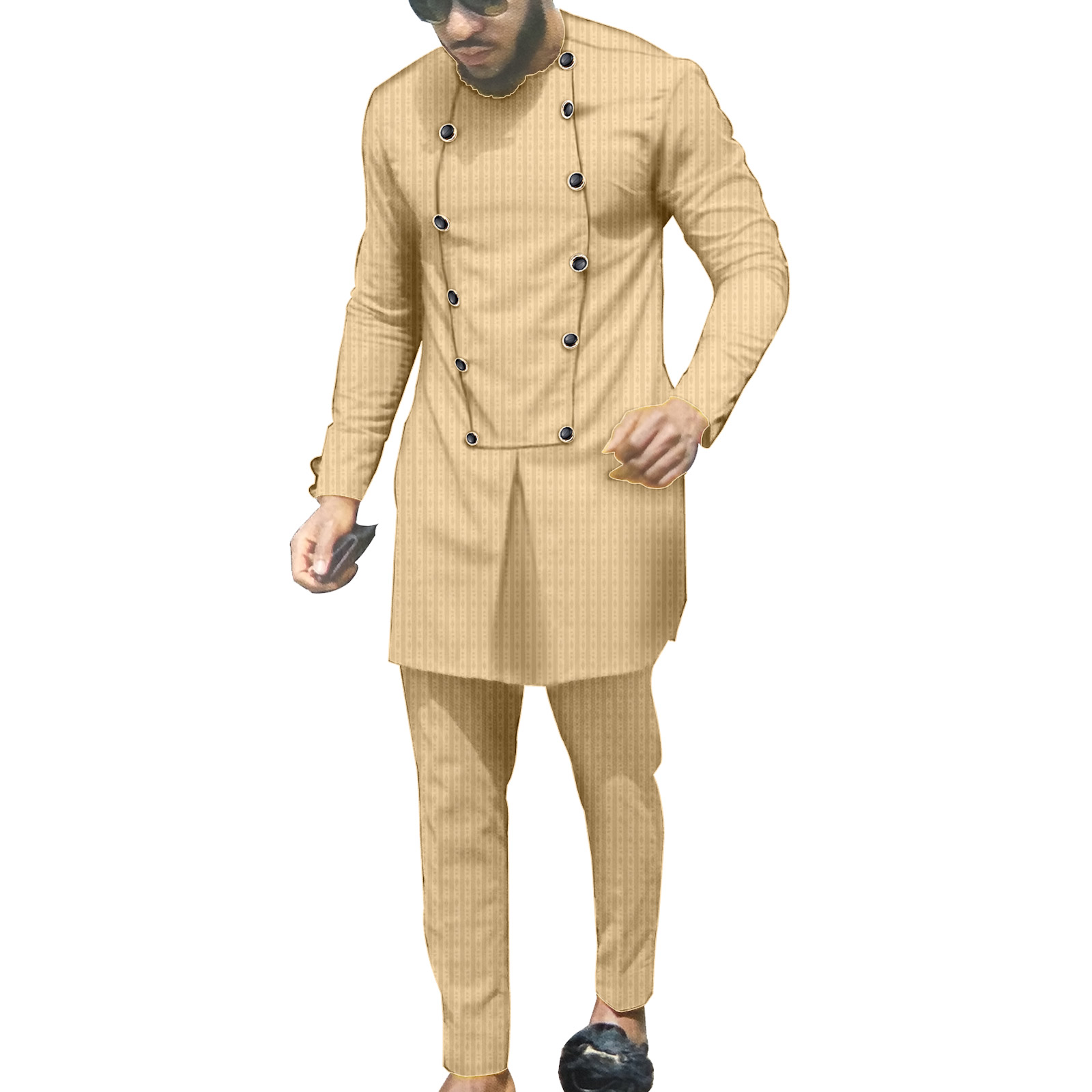 2025 African 2 Piece Set for Men Printed Blazer and Pants Dashiki Outwear Ankara Coats Wax Outfits Pockets Dress Suit S2016024