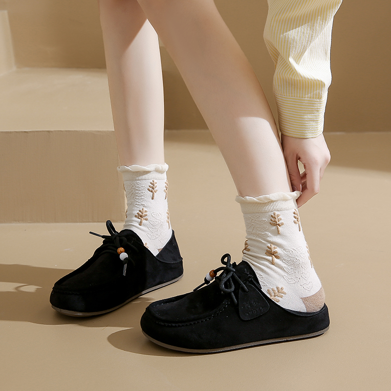 Fashion Brand Shoes Woman 2025 Autumn New Vintage Suede Loafers Pumps Women's Casual Flats Shoes British Style Flat Single Shoes