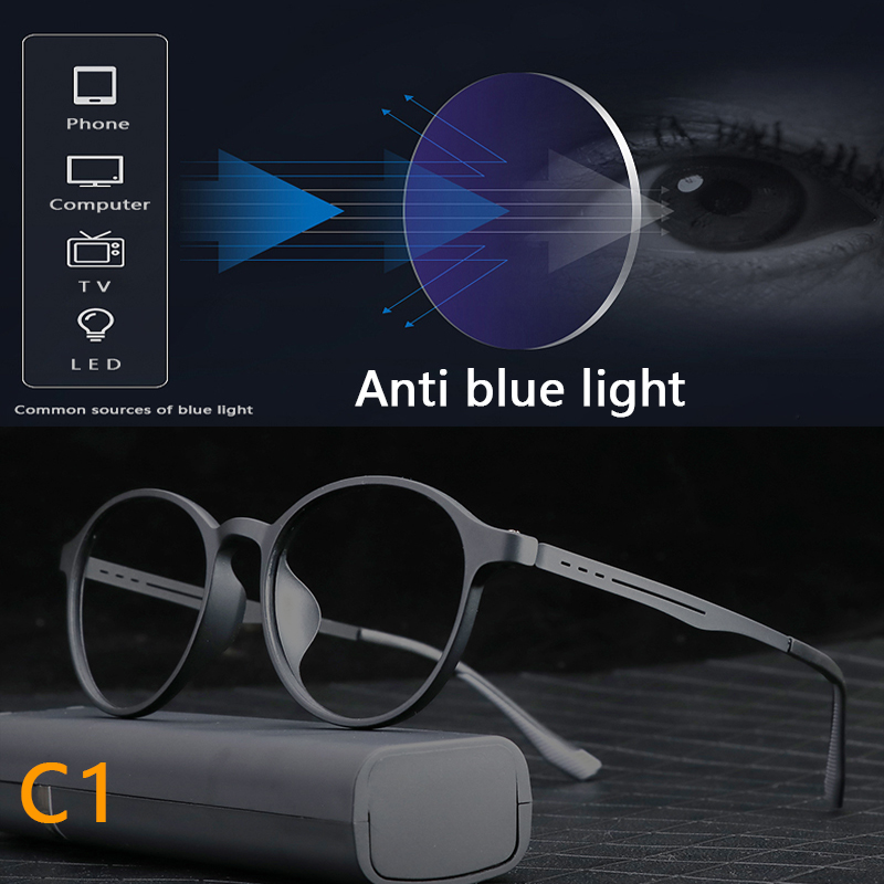 Ultralight Titanium Retro Round Anti Blue Light Photochromic Reading Glasses For Men Computer Presbyopic Eyeglasses Women