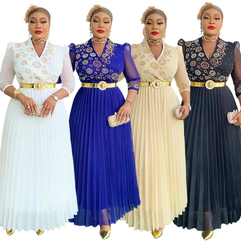 African Party Dresses for Women 2025 Fashion Plus Size Dashiki Ankara Wedding Evening Gown Elegant Turkey Muslim Maxi Dress