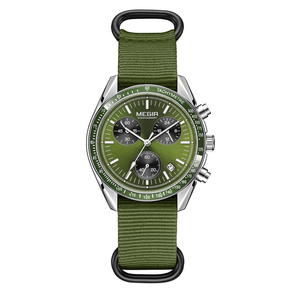 MEGIR Quartz Chronograph Watches Men Waterproof Sport Wristwatch Men's with Fashion Nylon Strap Luminous Pointers Date Male Gift