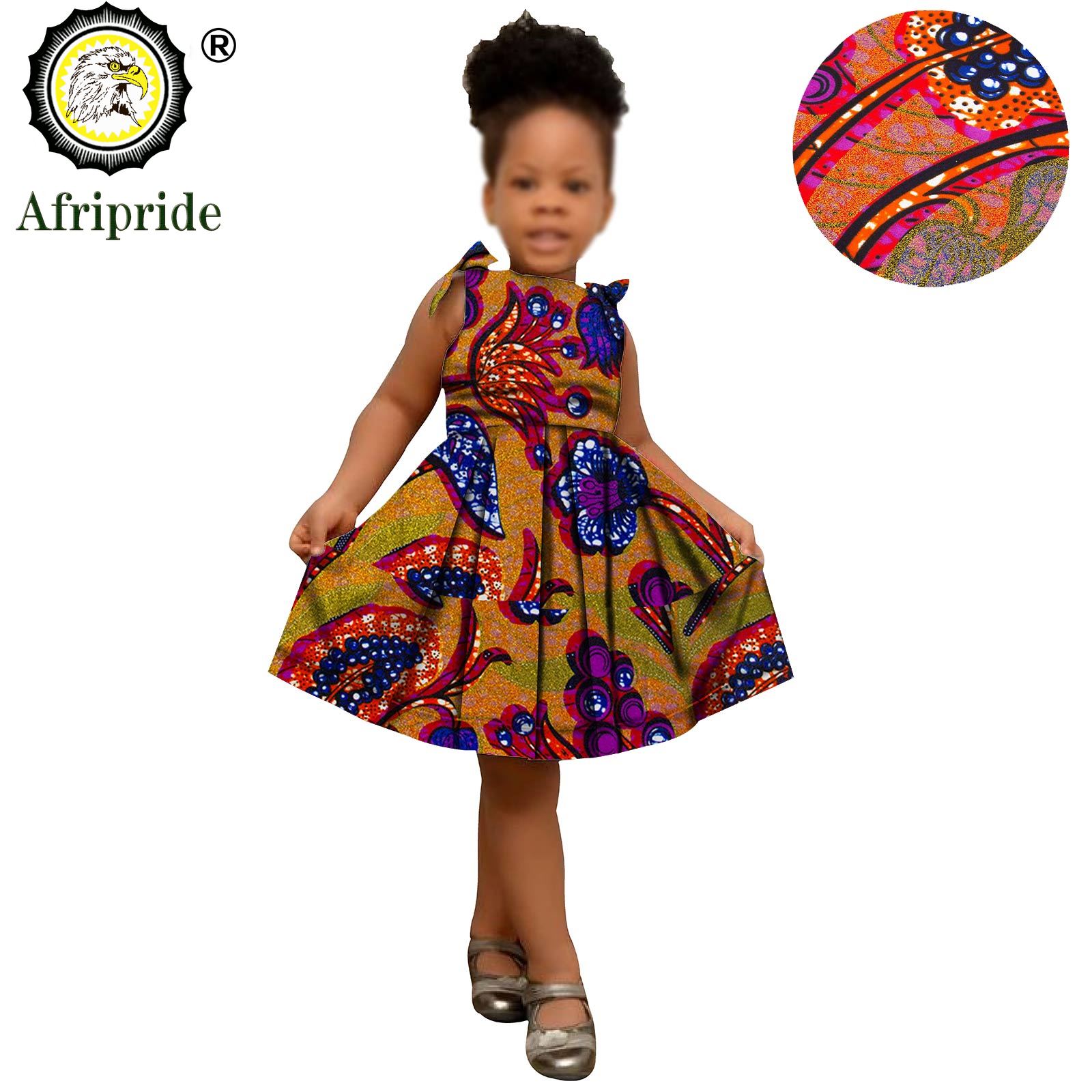 2025 African Children Clothing Kids Dashiki Ankara Print Dresses Sleeveless Lovely Mini Dress for Girl AFRIPRIDE S1940005