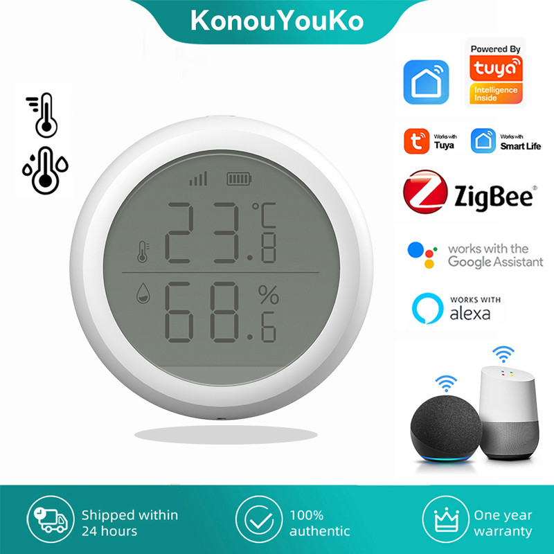 Tuya ZigBee 3.0 Smart Temperature And Humidity Sensor Smart Life App Remote Control Work With Alexa Google Home Assistant