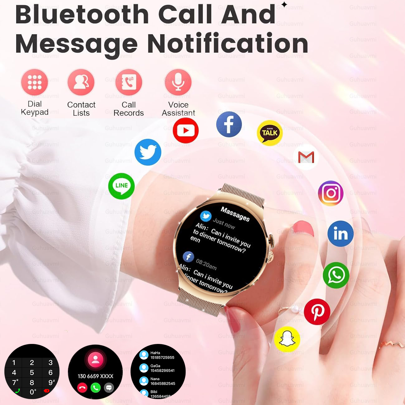 2025 New Lady Fashion Smart Watch women AMOLED HD Screen GPS Heart Rate Bluetooth Call Waterproof Outdoor SmartWatch For Xiaomi