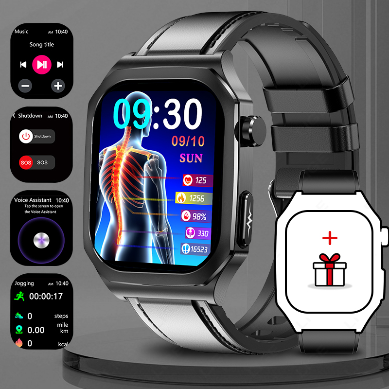 LIGE Smart Watch Men ECG 2.04inch AMOLED Heart Rate Blood Uric Acid Women's Health Monitoring Waterproof Fitness Smartwatch 2025