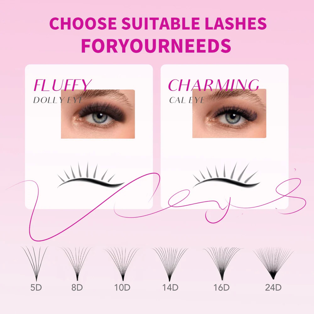 Veyes Inc NarrowPro Premade Fans Lashes Fans Veyelash 320 Fans 5D 8D 10D Slim Thin Pointy Base Soft Russian Volume Fans Lash