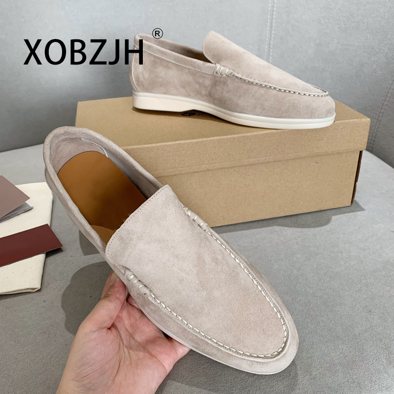 No Logo-Luxury Designer Suede Leather Men's Loafers Spring and Autumn Casual Soft Sole High Quality Cashmere Trends Flat Shoes