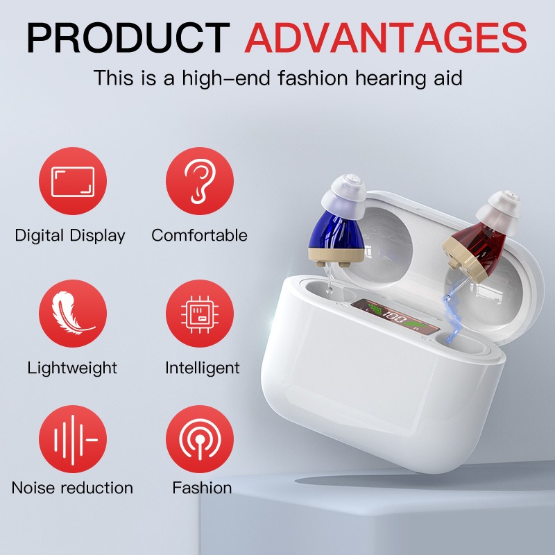 ITE Elderly Hearing Aid Rechargeable Deaf Digital Display The Listening Device Wireless Hearing Amplifier Invisible Hearing Aids