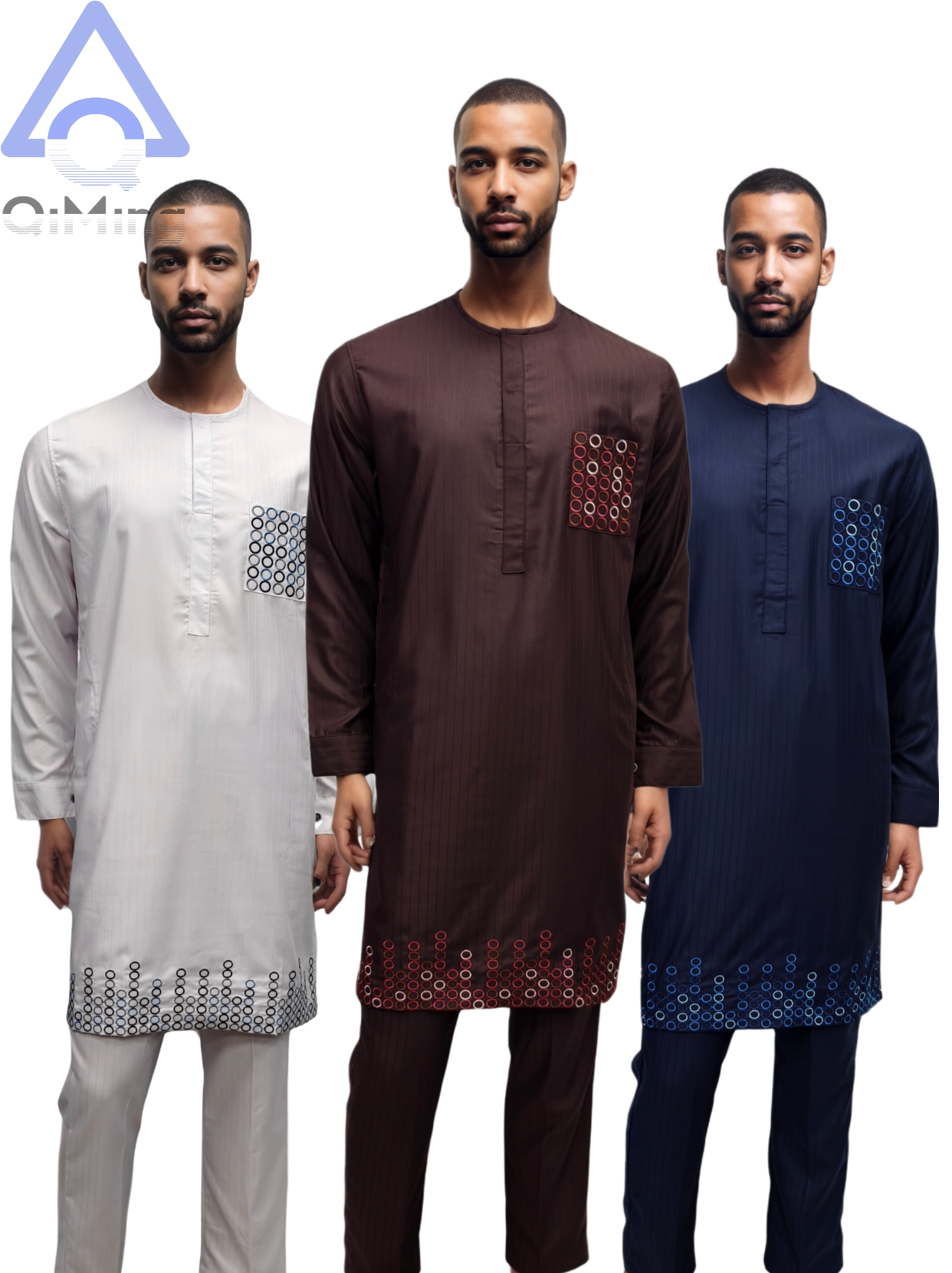 African Boubou Arab Islamic Kandura Muslim Dress Suits Containing 40% Cotton Prayer Eid Dubai Moroccan Men's Abaya Luxury Outfit