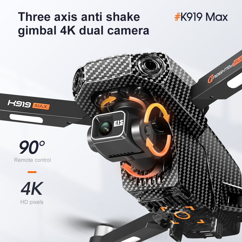 K919 Max Drone GPS 4K Professional HD Dual Cameras 3-Axis Gimbal 5G WIFI Brushless Obstacle Avoidance Foldable Quadcopter Toys