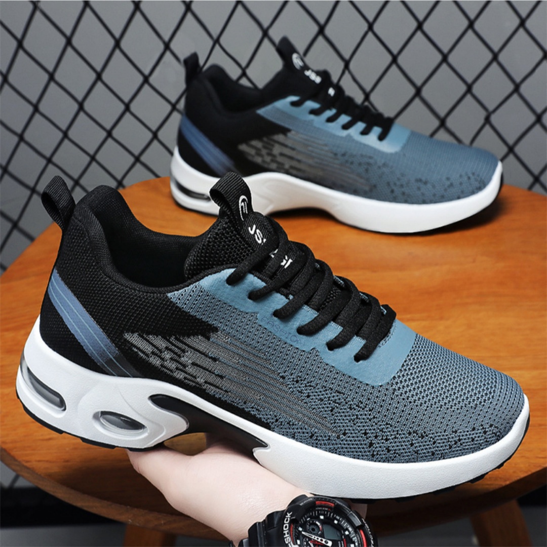 Men's Spring Casual Running Shoes Fashion Soft Sole Sports Sneakers Woven Upper Flying Stitch Design Comfortable Single Footwear