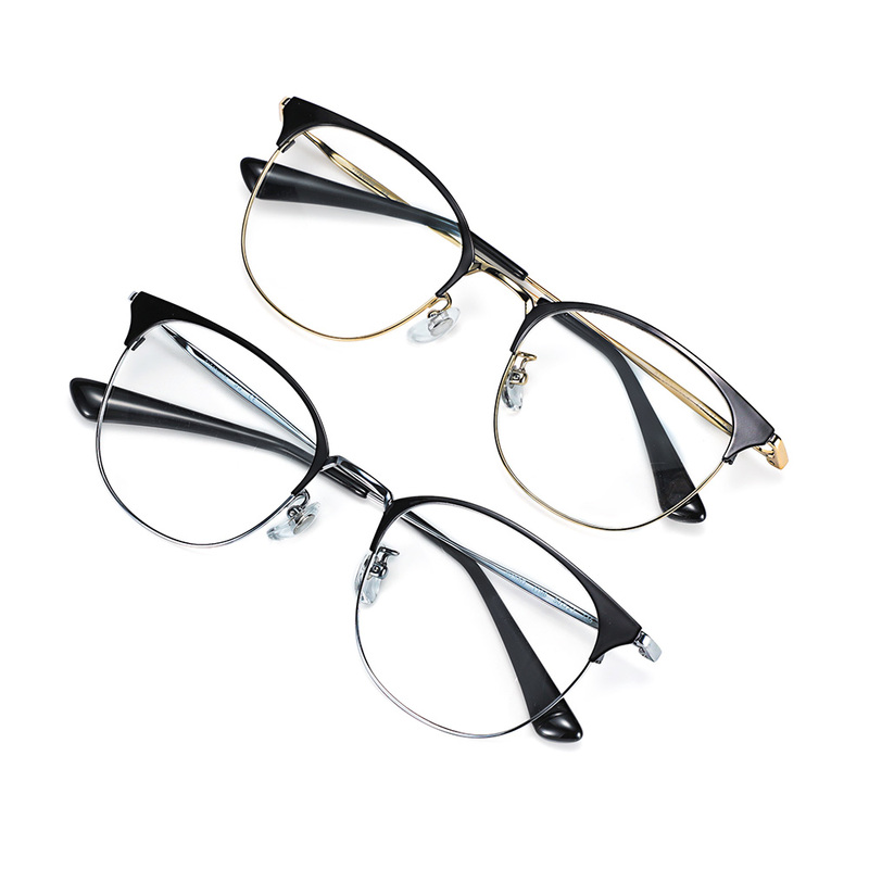 ZENOTTIC Titanium Prescription Glasses Men Women Retro Half Frame Optical Myopia Eyeglasses Anti Blue Ray Photochromic Eyewear